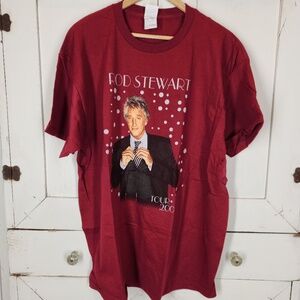Vintage Rod Stewart 2004 Tour Maroon Graphic T-Shirt Sz XL- Double Sided- Y2K